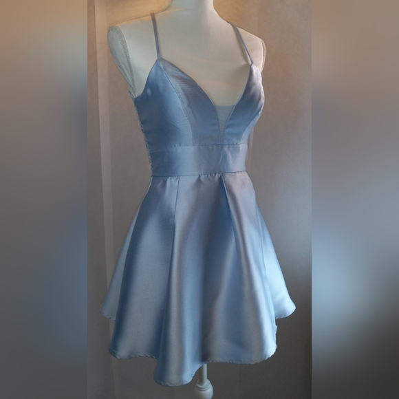 Speechless Light Blue Satin Dress - Picture 1 of 16